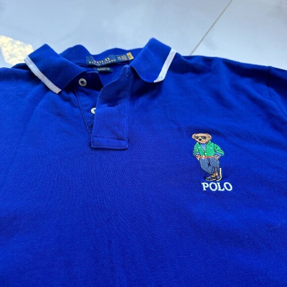Ralph Lauren | Bear Polo Shirt | XXL | Classic Fit | Royal Blue | 100% Cotton - Picture 2 of 16